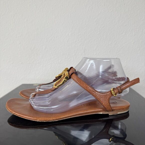 Authentic BURBERRY Size 41 Brown Thong Leather Sandals - Picture 1 of 11